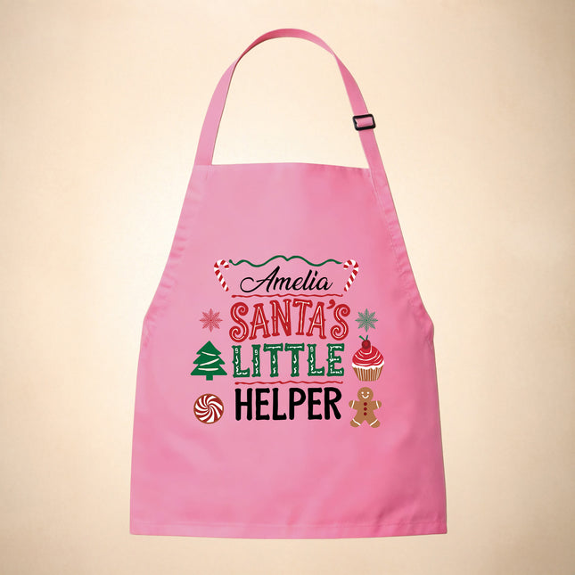 Custom Kids Christmas Apron for Kitchen with Nam - Santa's Little Helper