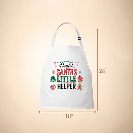Custom Kids Christmas Apron for Kitchen with Nam - Santa's Little Helper