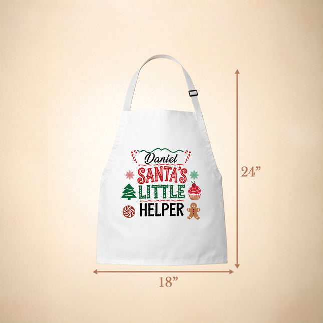 Custom Kids Christmas Apron for Kitchen with Nam - Santa's Little Helper