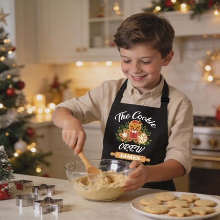 Custom Kids Christmas Apron for Kitchen with Name - The Cookie Crew