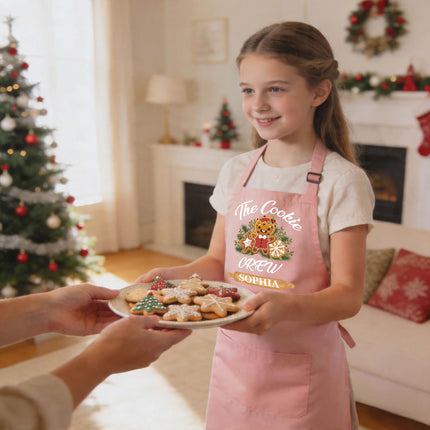 Custom Kids Christmas Apron for Kitchen with Name - The Cookie Crew