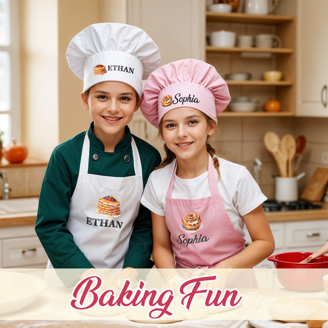 Personalized kids Kitchen Cooking Apron Customized Toddler Chef Hat for Boys and Girls Unisex -Hotdog