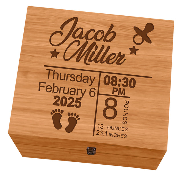 Personalized Wooden Memory Box for Baby Boy