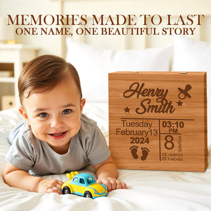 Personalized Wooden Memory Box for Baby Boy