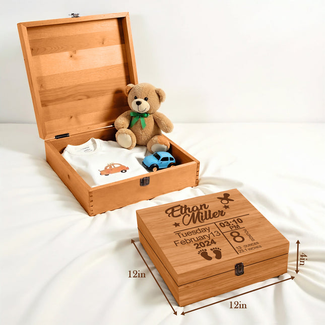 Personalized Wooden Memory Box for Baby Boy