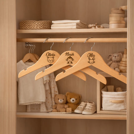 Personalized Baby Hangers – Engraved Name Wooden Hangers (2 Pack)