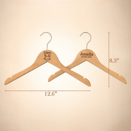 Personalized Baby Hangers – Engraved Name Wooden Hangers (2 Pack)