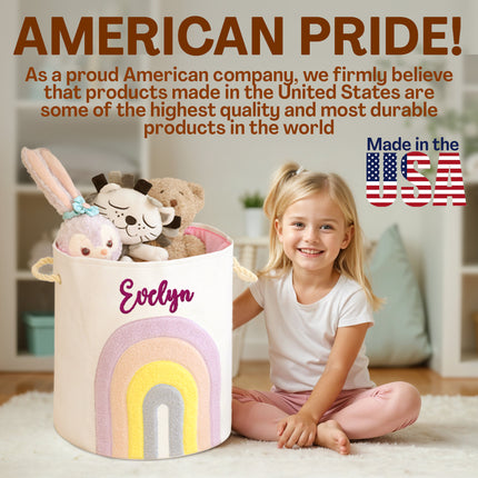 Kids Laundry Basket with Embroidered Name,laundry basket, toy storage