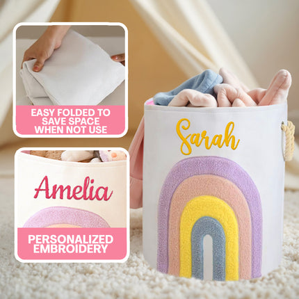 Kids Laundry Basket with Embroidered Name,laundry basket, toy storage