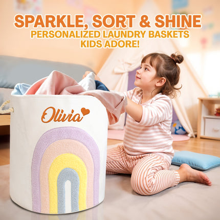 Kids Laundry Basket with Embroidered Name,laundry basket, toy storage