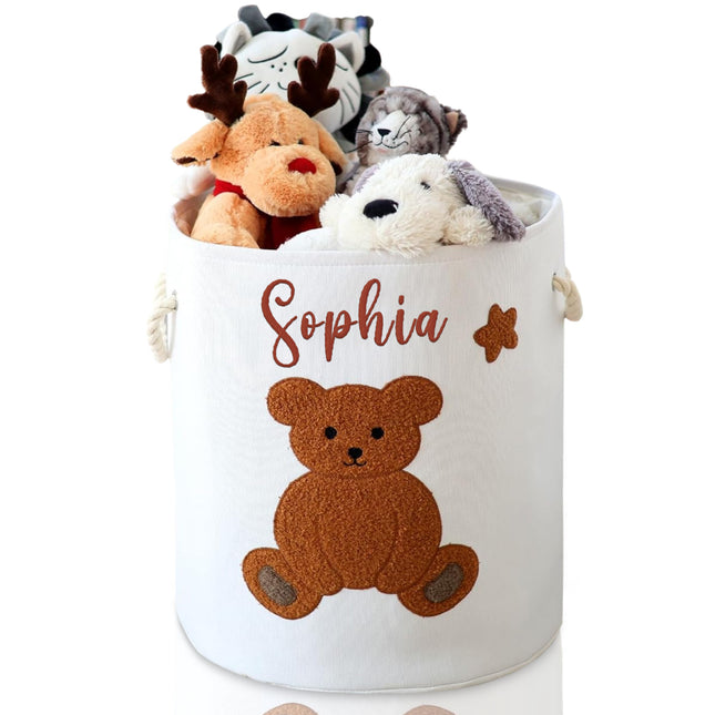 Custom Embroidered Name Teddy Bear Kids Laundry Hamper