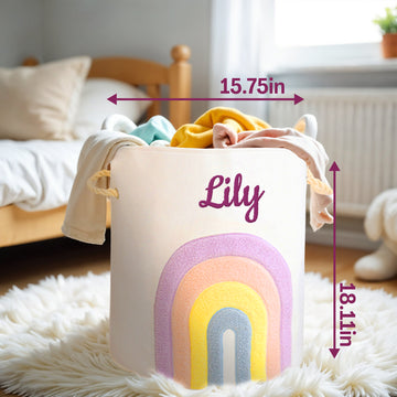 Kids Laundry Basket with Embroidered Name, Custom Name Kids Laundry Hamper Toy Storage Bin for Boys & Girls Room Decor Baby