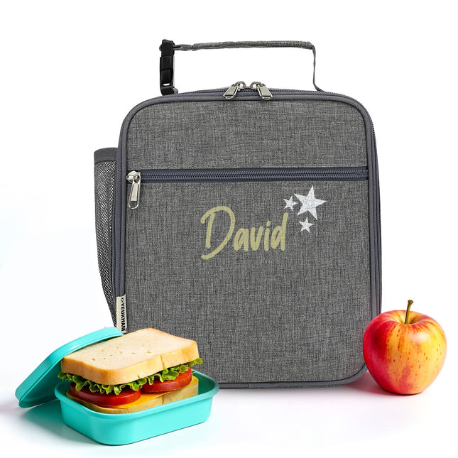 Personalized Lunch Box Insulated Bag  - Grey
