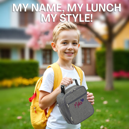 Personalized Lunch Box Insulated Bag  - Grey