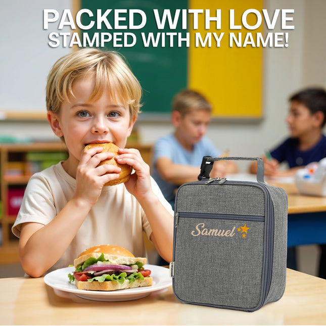 Personalized Lunch Box Insulated Bag  - Grey