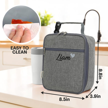 Personalized Lunch Box Insulated Bag  - Grey