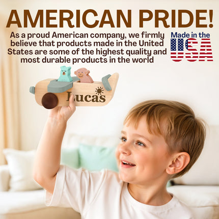 Personalized Wood Airplane Toy for Kids with Custom Name