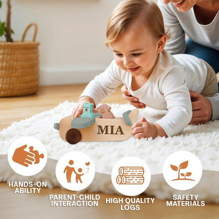Personalized Wood Airplane Toy for Kids with Custom Name