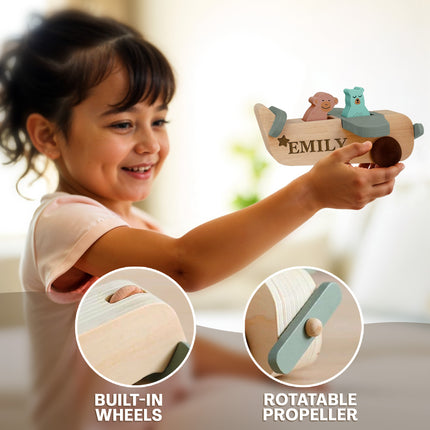 Personalized Wood Airplane Toy for Kids with Custom Name