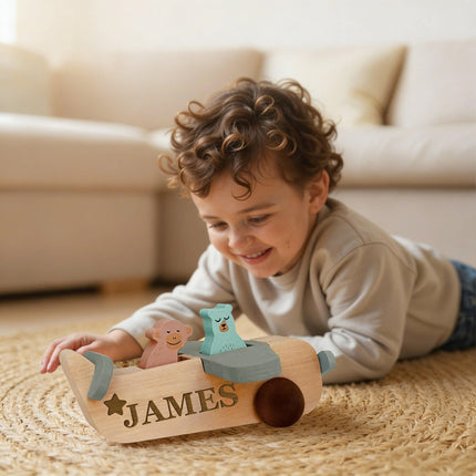 Personalized Wood Airplane Toy for Kids with Custom Name