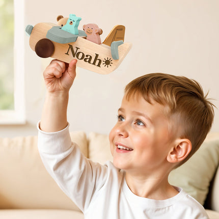 Personalized Wood Airplane Toy for Kids with Custom Name