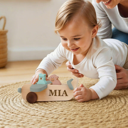 Personalized Wood Airplane Toy for Kids with Custom Name