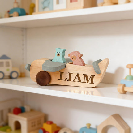 Personalized Wood Airplane Toy for Kids with Custom Name
