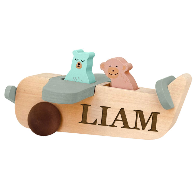 Personalized Wood Airplane Toy for Kids with Custom Name