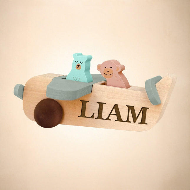 Personalized Wood Airplane Toy for Kids with Custom Name