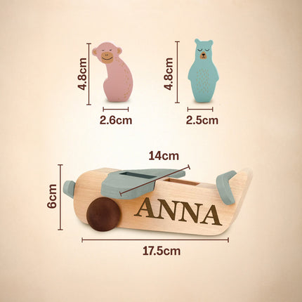 Personalized Wood Airplane Toy for Kids with Custom Name