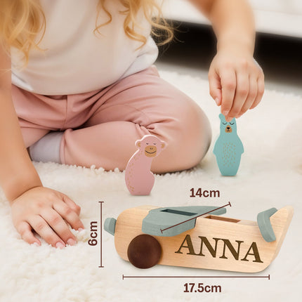 Personalized Wood Airplane Toy for Kids with Custom Name