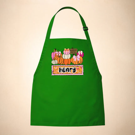 Personalized Kids Apron for Kitchen with Name, Pumpkin