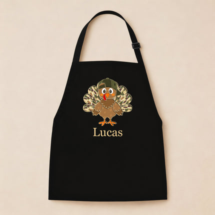 Personalized Kids Apron for Kitchen with Name - Grinch, Elf, Turkey, Kitchen