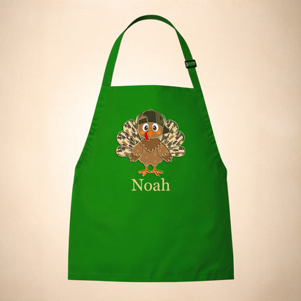 Personalized Kids Apron for Kitchen with Name - Grinch, Elf, Turkey, Kitchen