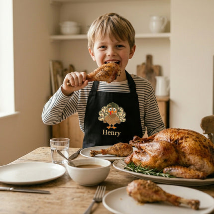 Personalized Kids Apron for Kitchen with Name - Grinch, Elf, Turkey, Kitchen