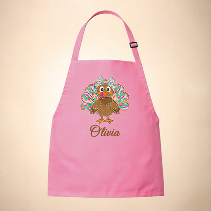 Personalized Kids Apron for Kitchen with Name - Grinch, Elf, Turkey, Kitchen