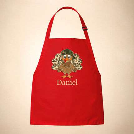 Personalized Kids Apron for Kitchen with Name - Grinch, Elf, Turkey, Kitchen
