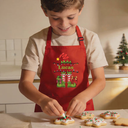 Personalized Kids Apron for Kitchen with Name - Grinch, Elf, Turkey, Kitchen
