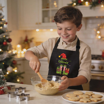 Personalized Kids Apron for Kitchen with Name - Grinch, Elf, Turkey, Kitchen