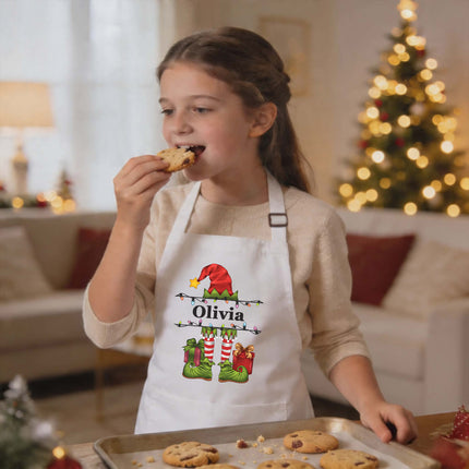 Personalized Kids Apron for Kitchen with Name - Grinch, Elf, Turkey, Kitchen