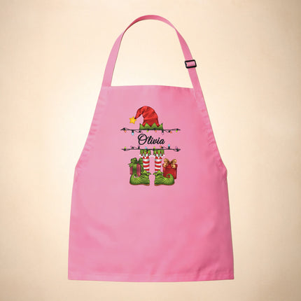 Personalized Kids Apron for Kitchen with Name - Grinch, Elf, Turkey, Kitchen