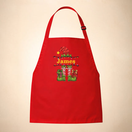 Personalized Kids Apron for Kitchen with Name - Grinch, Elf, Turkey, Kitchen
