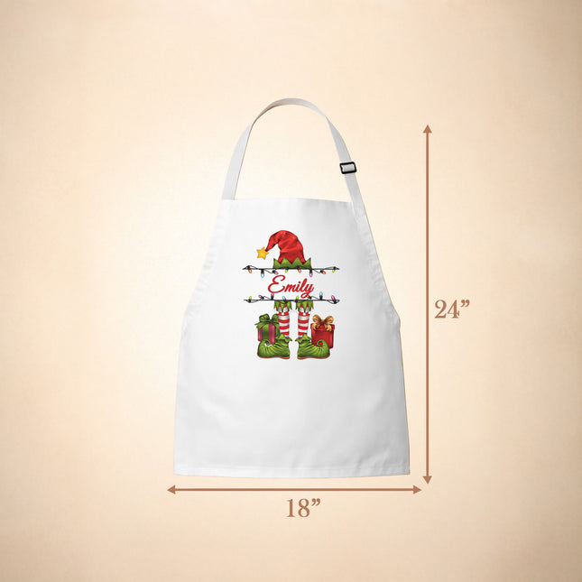 Personalized Kids Apron for Kitchen with Name - Grinch, Elf, Turkey, Kitchen