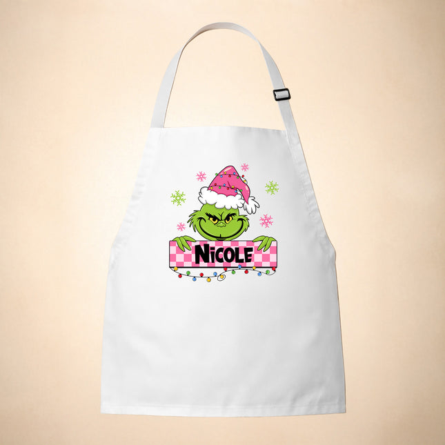 Personalized Kids Apron for Kitchen with Name - Grinch, Elf, Turkey, Kitchen