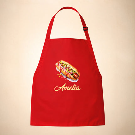 Personalized Kids Apron for Cooking, Food Designs Unisex Aprons, Pancake, Burger, Hotdog, Popcorn, Cupcake