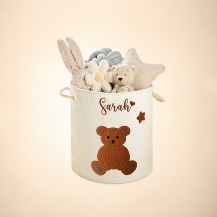 Custom Embroidered Name Teddy Bear Kids Laundry Hamper
