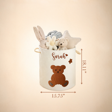 Custom Embroidered Name Teddy Bear Kids Laundry Hamper
