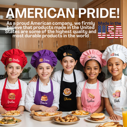Personalized Kids Apron for Cooking & Baking, Food Designs