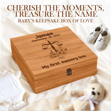 Personalized Wooden Keepsake Box with Hinged Lid