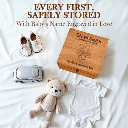 Personalized Wooden Keepsake Box with Hinged Lid